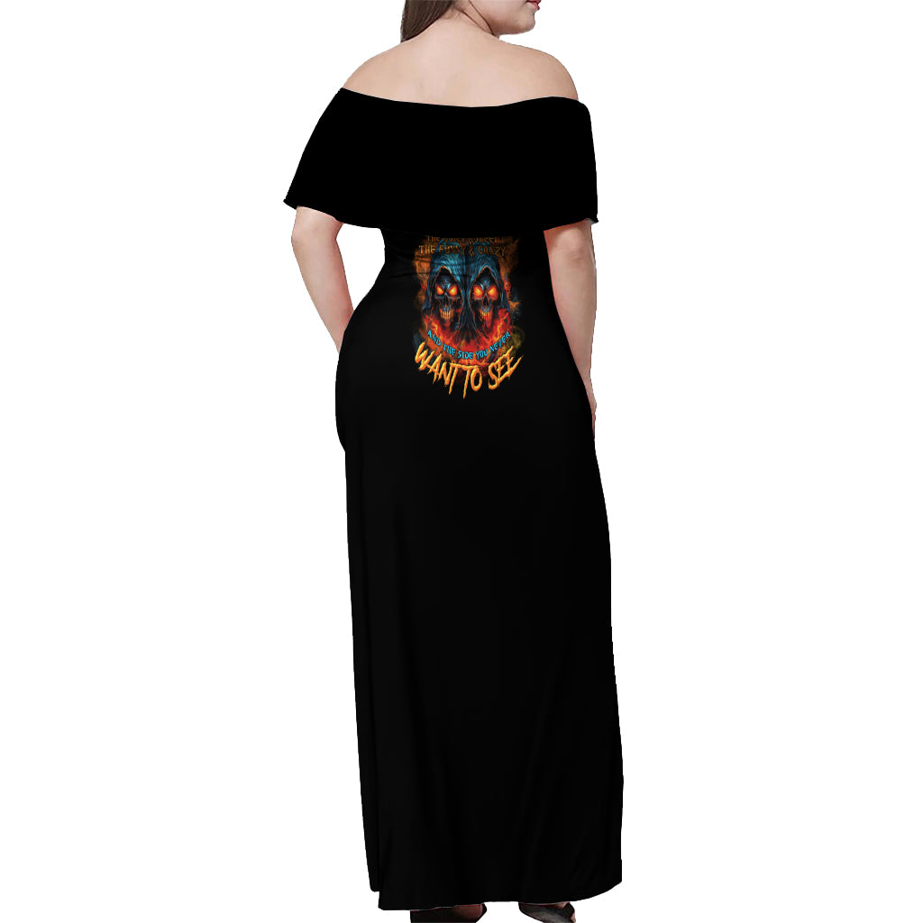 I Have 3 Sides Skull Reaper Off Shoulder Maxi Dress - Wonder Print Shop