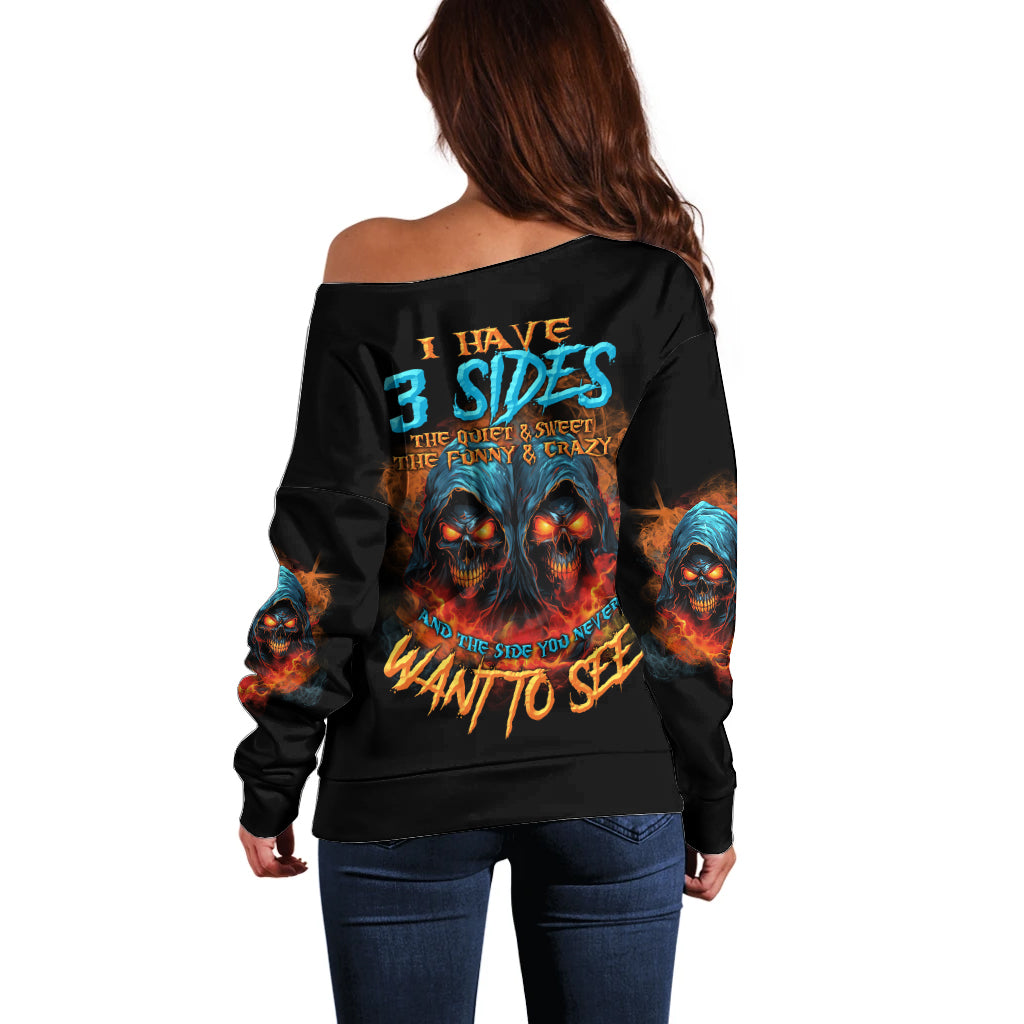 I Have 3 Sides Skull Reaper Off Shoulder Sweater - Wonder Print Shop