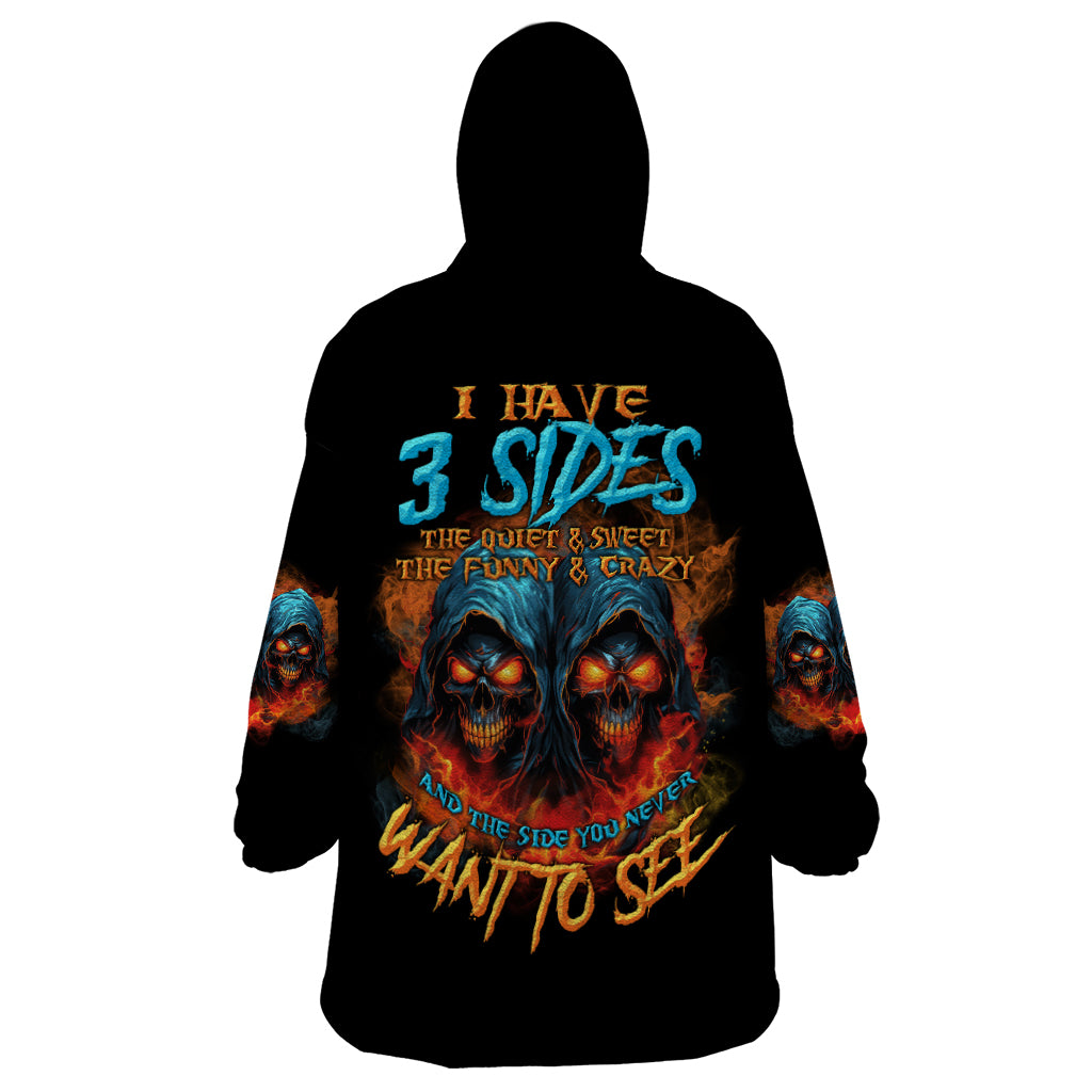 I Have 3 Sides Skull Reaper Wearable Blanket Hoodie - Wonder Print Shop