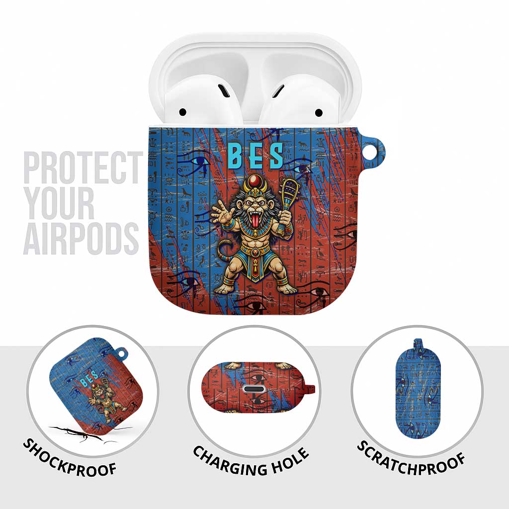 Bes AirPods Case Ancient Egyptian Hieroglyphs and Sacred Symbols Ancient Myth - Wonder Print Shop