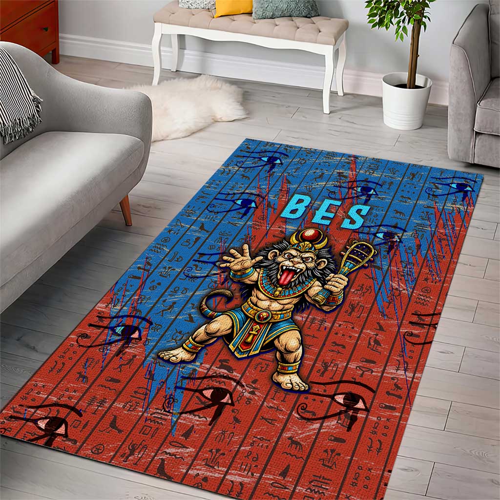 Bes Area Rug Ancient Egyptian Hieroglyphs and Sacred Symbols Ancient Myth - Wonder Print Shop