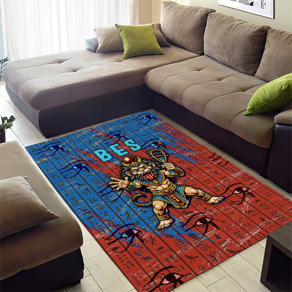 Bes Area Rug Ancient Egyptian Hieroglyphs and Sacred Symbols Ancient Myth - Wonder Print Shop