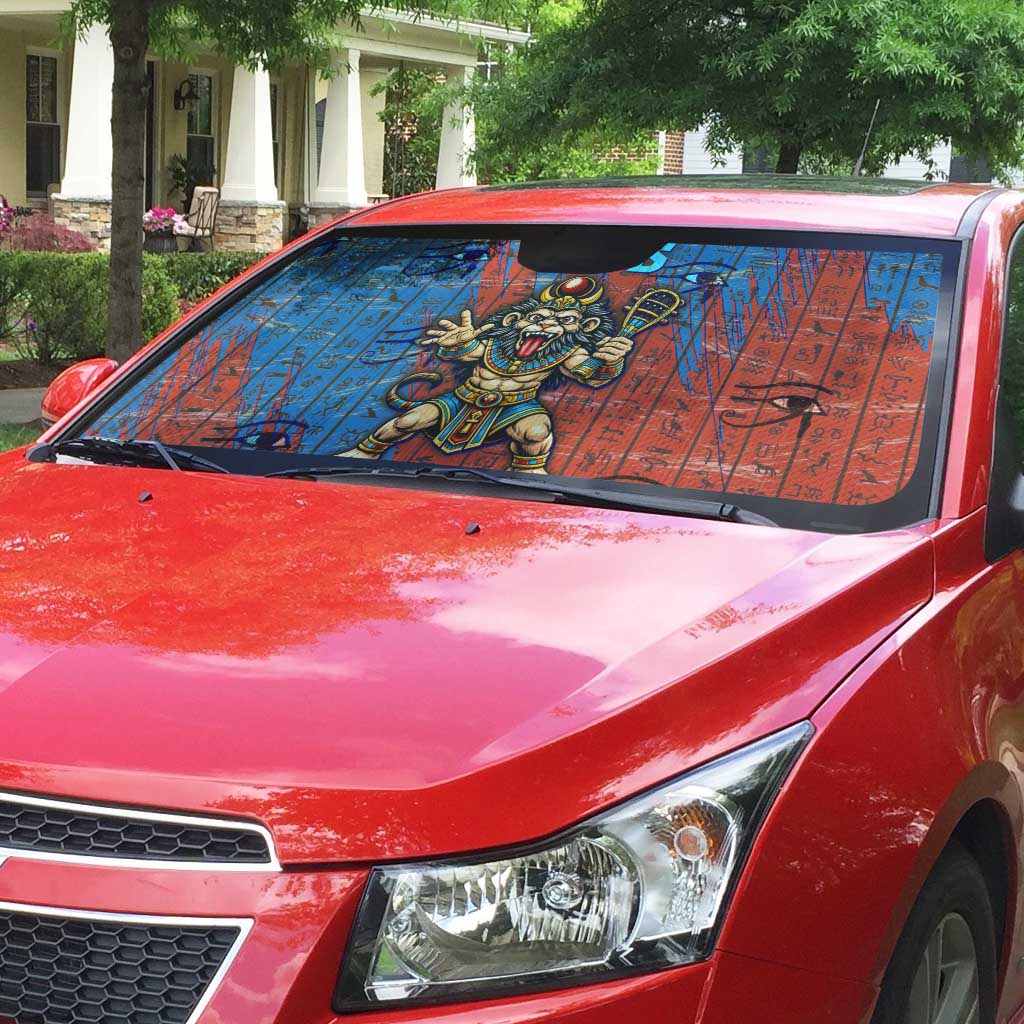 Bes Auto Sun Shade Ancient Egyptian Hieroglyphs and Sacred Symbols Ancient Myth - Wonder Print Shop
