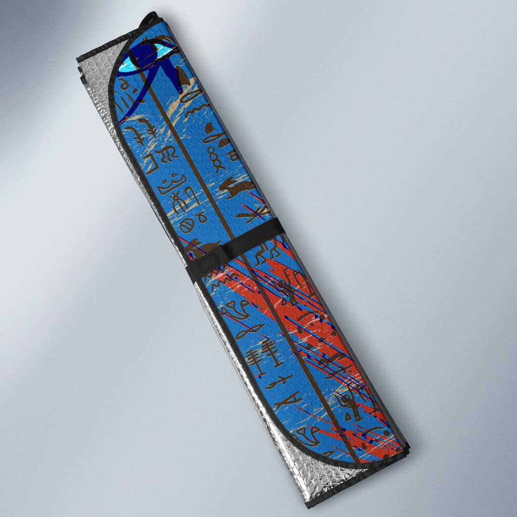 Bes Auto Sun Shade Ancient Egyptian Hieroglyphs and Sacred Symbols Ancient Myth - Wonder Print Shop