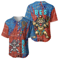 Bes Baseball Jersey Ancient Egyptian Hieroglyphs and Sacred Symbols Ancient Myth - Wonder Print Shop