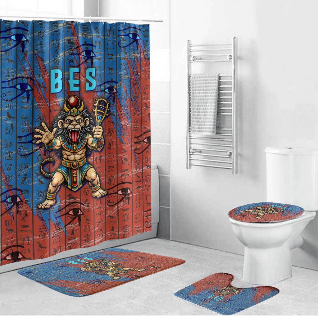Bes Bathroom Set Ancient Egyptian Hieroglyphs and Sacred Symbols Ancient Myth - Wonder Print Shop
