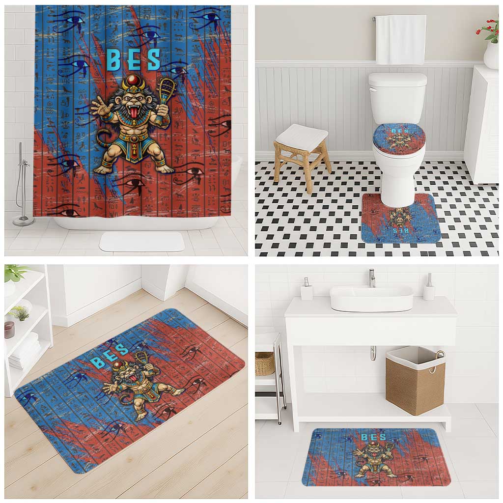 Bes Bathroom Set Ancient Egyptian Hieroglyphs and Sacred Symbols Ancient Myth - Wonder Print Shop