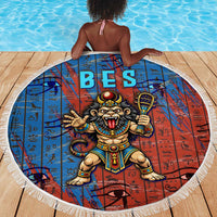Bes Beach Blanket Ancient Egyptian Hieroglyphs and Sacred Symbols Ancient Myth - Wonder Print Shop