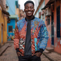 Bes Bomber Jacket Ancient Egyptian Hieroglyphs and Sacred Symbols Ancient Myth - Wonder Print Shop