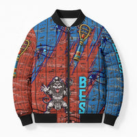 Bes Bomber Puffer Jacket Ancient Egyptian Hieroglyphs and Sacred Symbols Ancient Myth - Wonder Print Shop