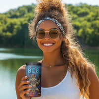 Bes 4 in 1 Can Cooler Tumbler Ancient Egyptian Hieroglyphs and Sacred Symbols Ancient Myth - Wonder Print Shop