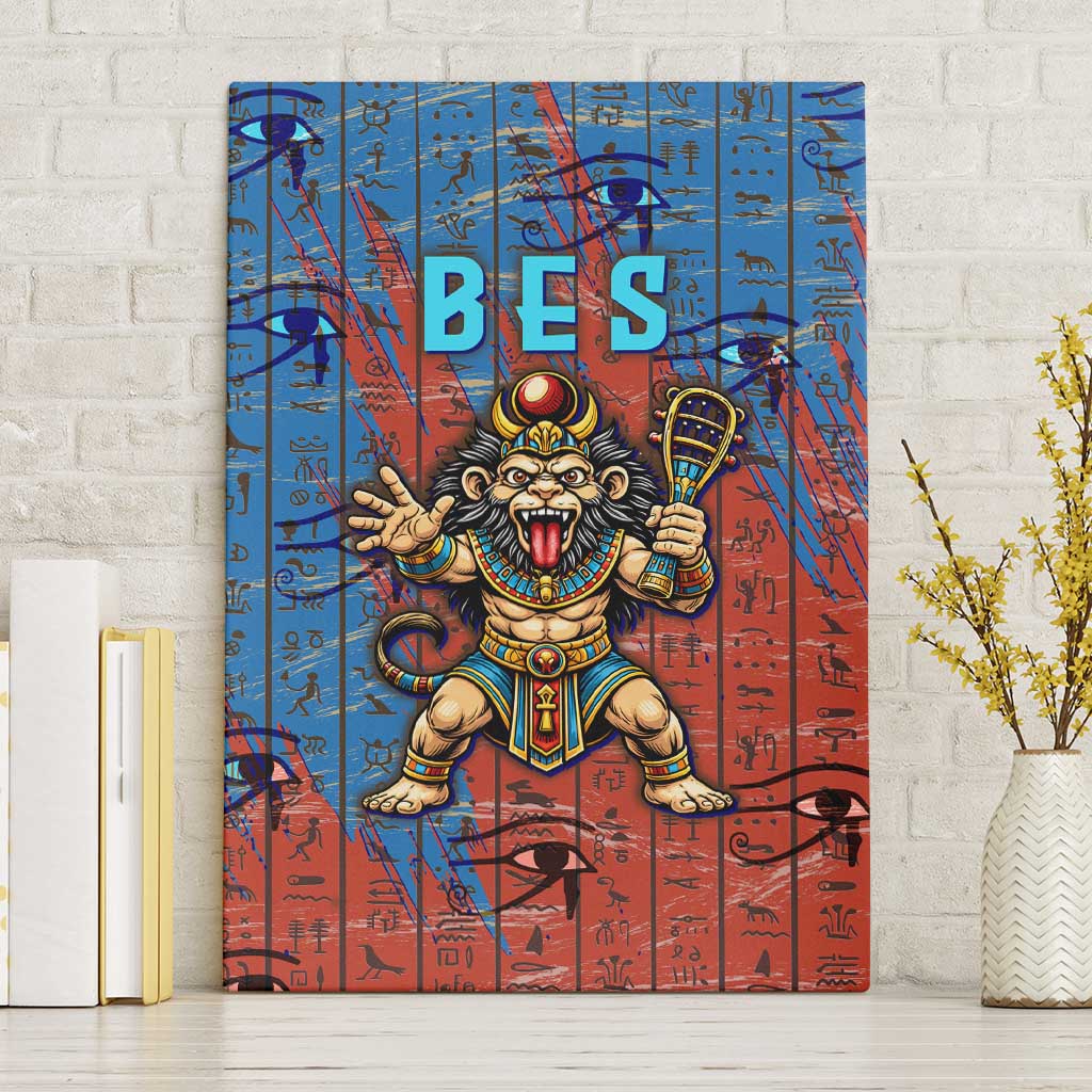Bes Canvas Wall Art Ancient Egyptian Hieroglyphs and Sacred Symbols Ancient Myth - Wonder Print Shop