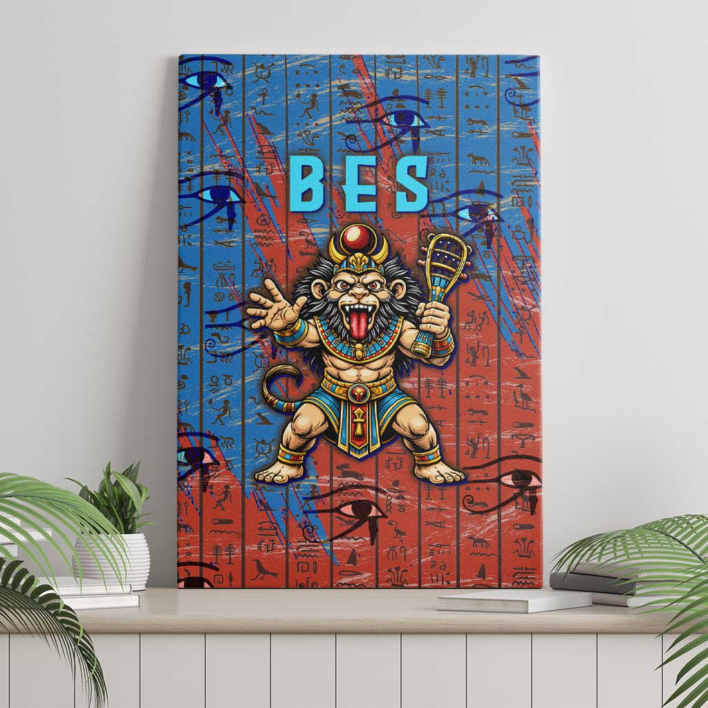 Bes Canvas Wall Art Ancient Egyptian Hieroglyphs and Sacred Symbols Ancient Myth - Wonder Print Shop