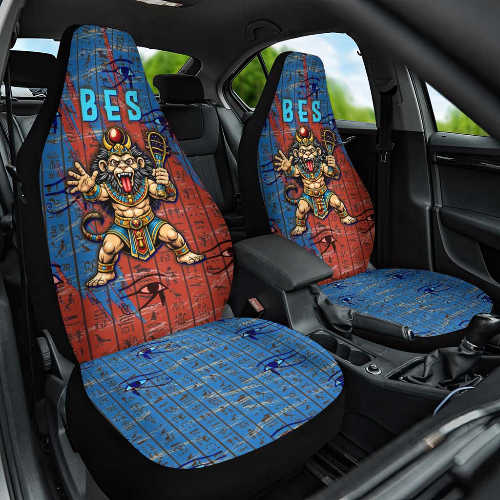 Bes Car Seat Cover Ancient Egyptian Hieroglyphs and Sacred Symbols Ancient Myth - Wonder Print Shop