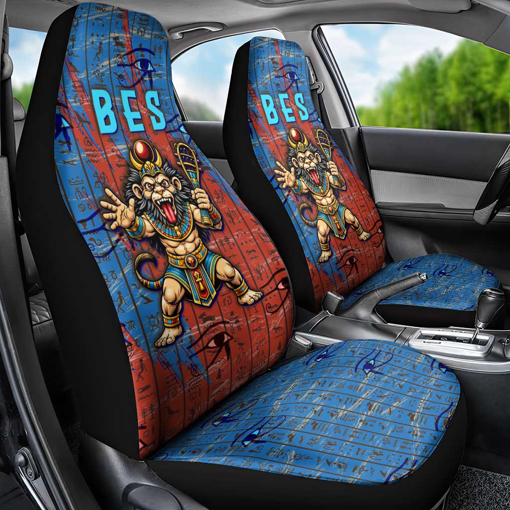 Bes Car Seat Cover Ancient Egyptian Hieroglyphs and Sacred Symbols Ancient Myth - Wonder Print Shop