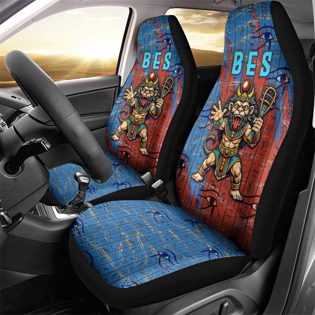 Bes Car Seat Cover Ancient Egyptian Hieroglyphs and Sacred Symbols Ancient Myth - Wonder Print Shop