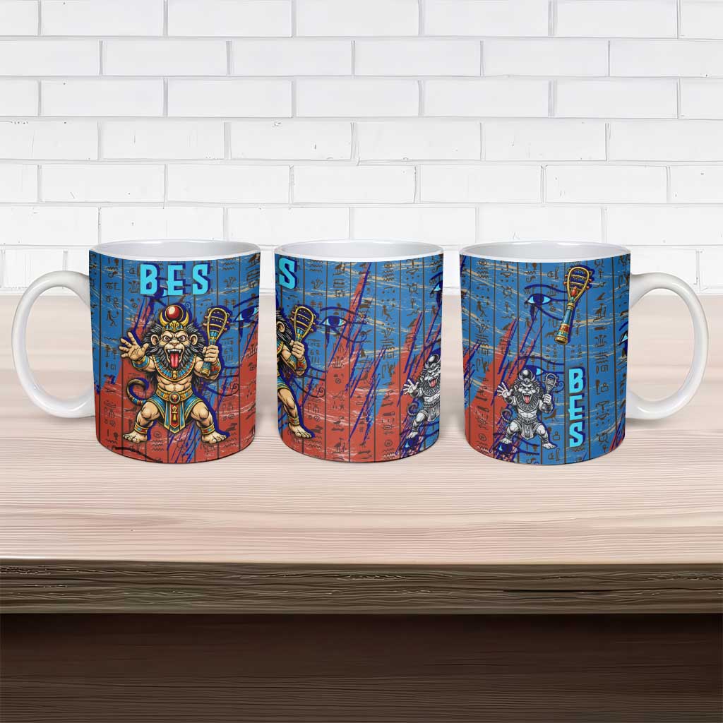 Bes Ceramic Mug Ancient Egyptian Hieroglyphs and Sacred Symbols Ancient Myth - Wonder Print Shop