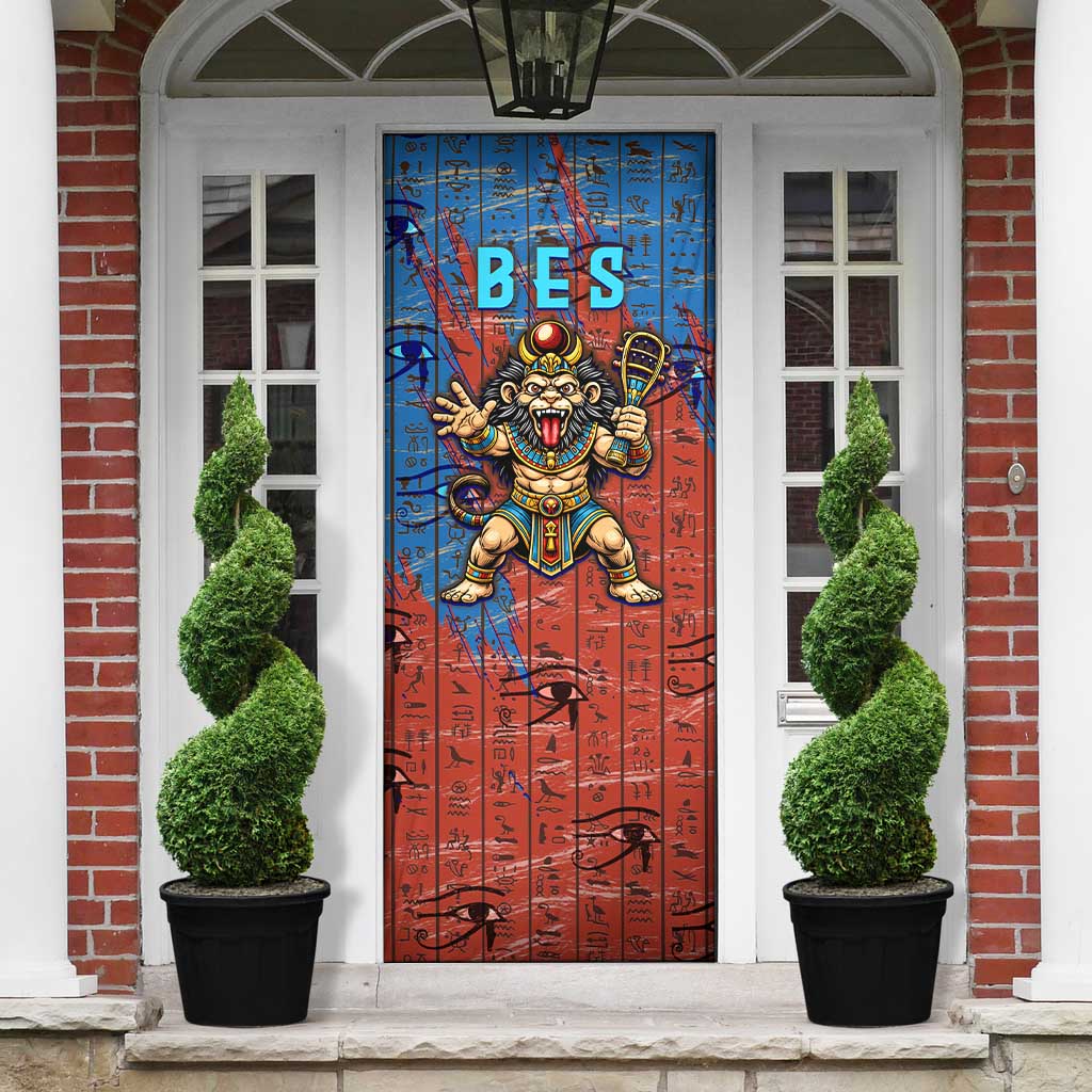 Bes Door Cover Ancient Egyptian Hieroglyphs and Sacred Symbols Ancient Myth - Wonder Print Shop