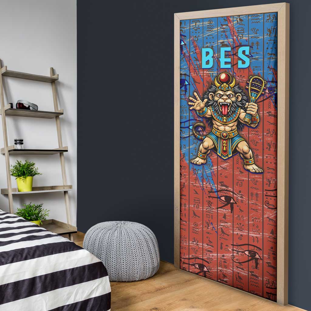 Bes Door Cover Ancient Egyptian Hieroglyphs and Sacred Symbols Ancient Myth - Wonder Print Shop