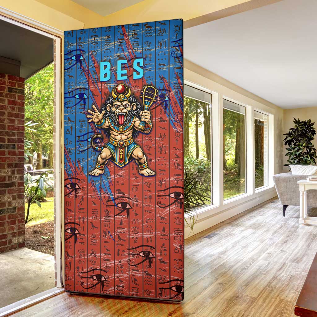 Bes Door Cover Ancient Egyptian Hieroglyphs and Sacred Symbols Ancient Myth - Wonder Print Shop