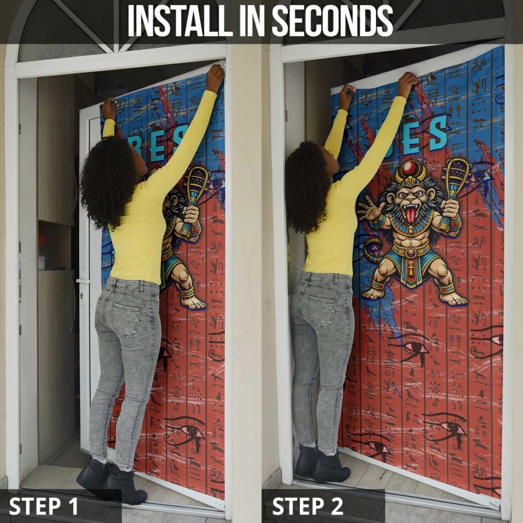 Bes Door Cover Ancient Egyptian Hieroglyphs and Sacred Symbols Ancient Myth - Wonder Print Shop