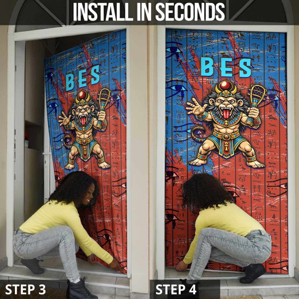 Bes Door Cover Ancient Egyptian Hieroglyphs and Sacred Symbols Ancient Myth - Wonder Print Shop