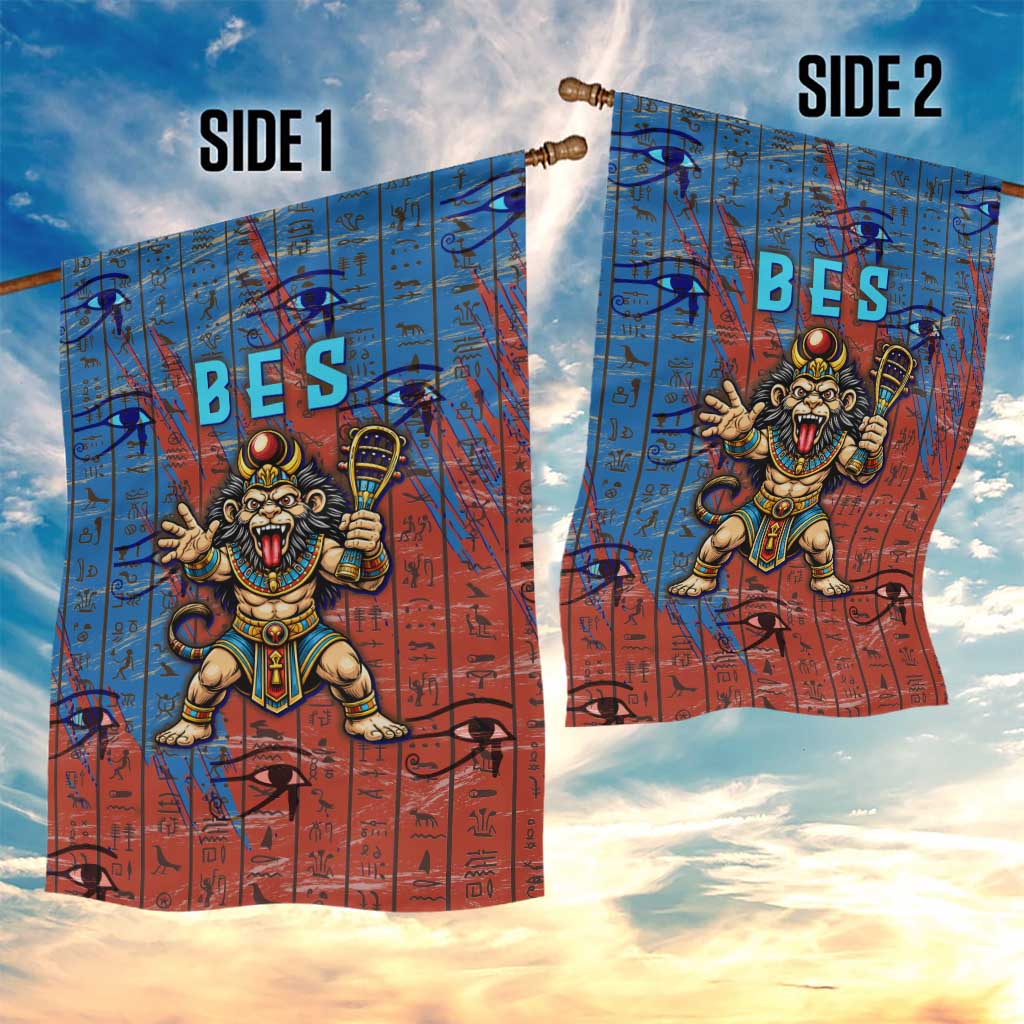 Bes Garden Flag Ancient Egyptian Hieroglyphs and Sacred Symbols Ancient Myth - Wonder Print Shop