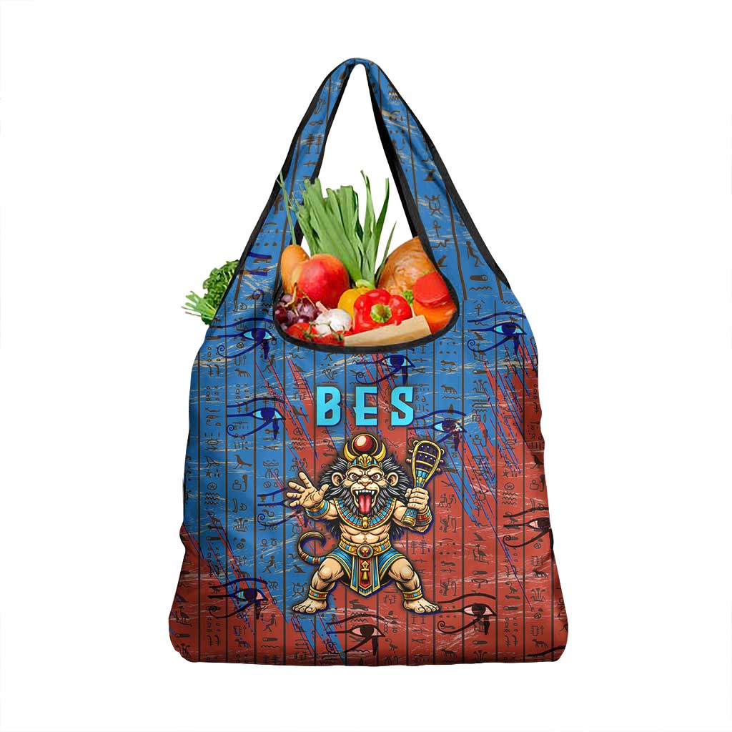 Bes Grocery Bag Ancient Egyptian Hieroglyphs and Sacred Symbols Ancient Myth - Wonder Print Shop
