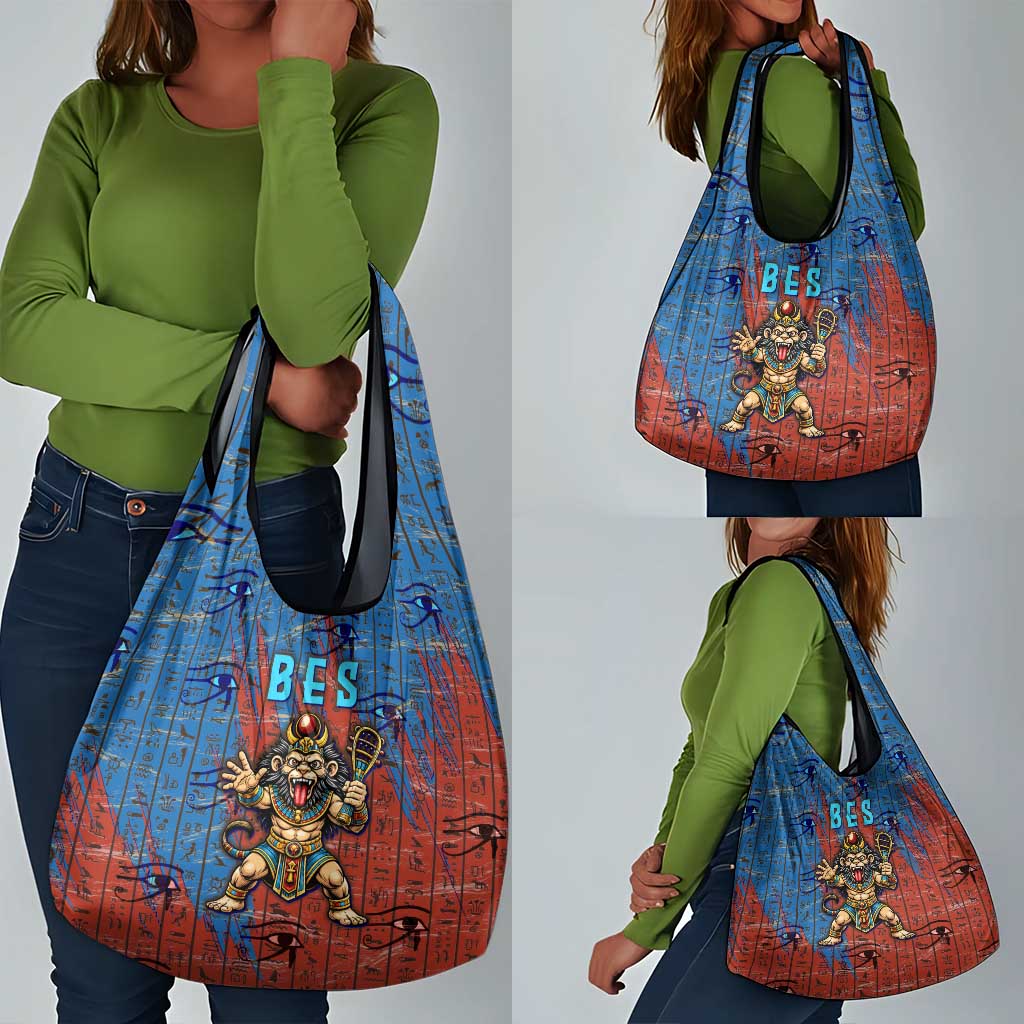 Bes Grocery Bag Ancient Egyptian Hieroglyphs and Sacred Symbols Ancient Myth - Wonder Print Shop