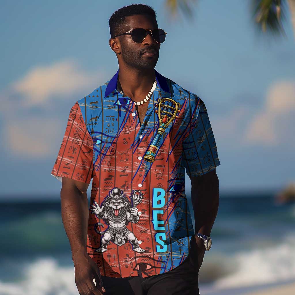 Bes Hawaiian Shirt Ancient Egyptian Hieroglyphs and Sacred Symbols Ancient Myth - Wonder Print Shop