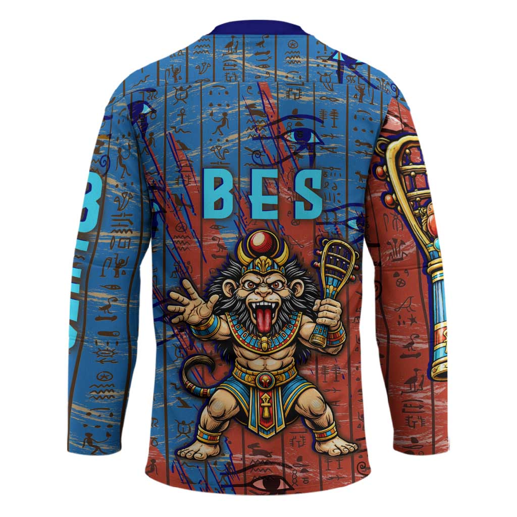 Bes Hockey Jersey Ancient Egyptian Hieroglyphs and Sacred Symbols Ancient Myth - Wonder Print Shop