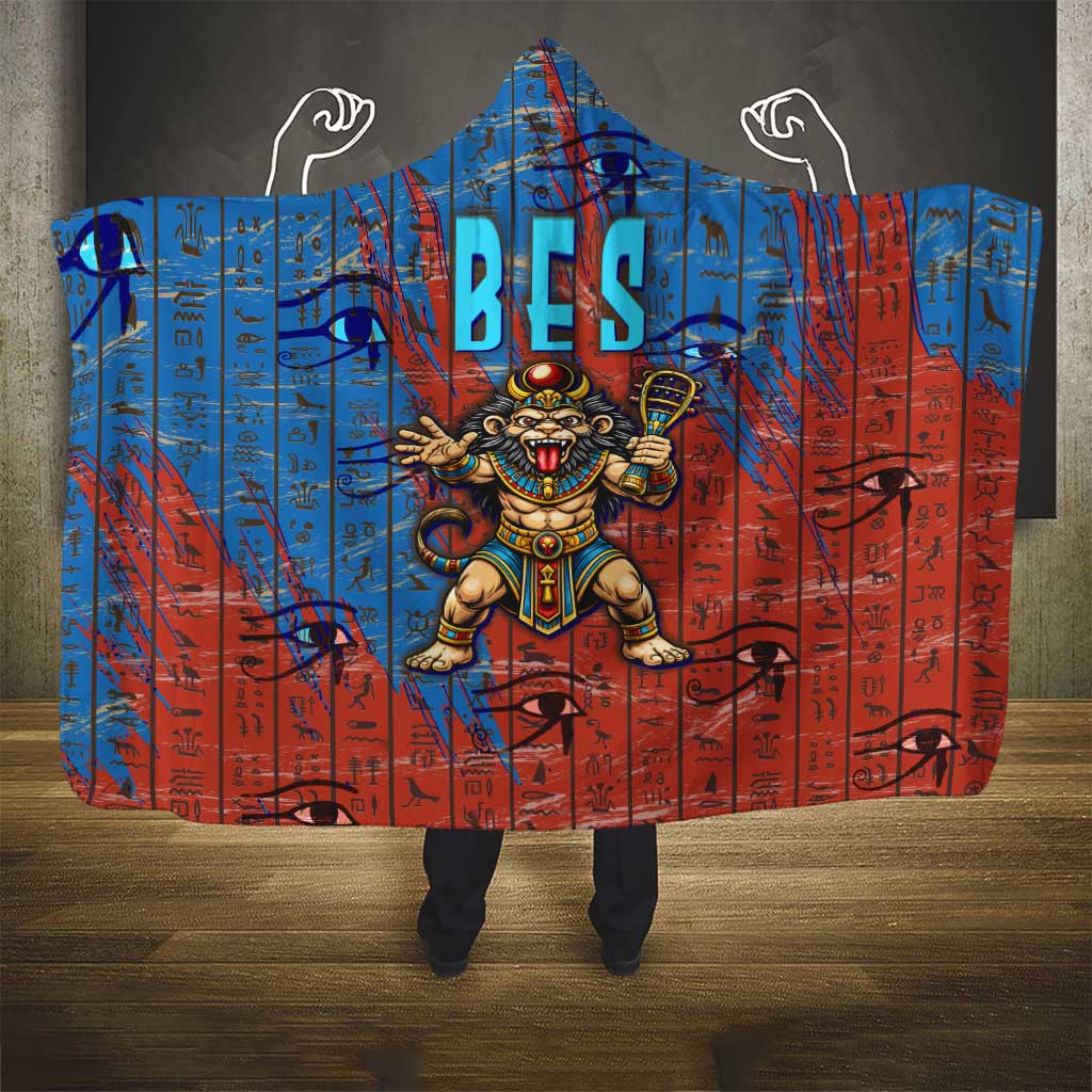 Bes Hooded Blanket Ancient Egyptian Hieroglyphs and Sacred Symbols Ancient Myth - Wonder Print Shop