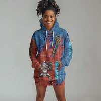 Bes Hoodie Dress Ancient Egyptian Hieroglyphs and Sacred Symbols Ancient Myth - Wonder Print Shop