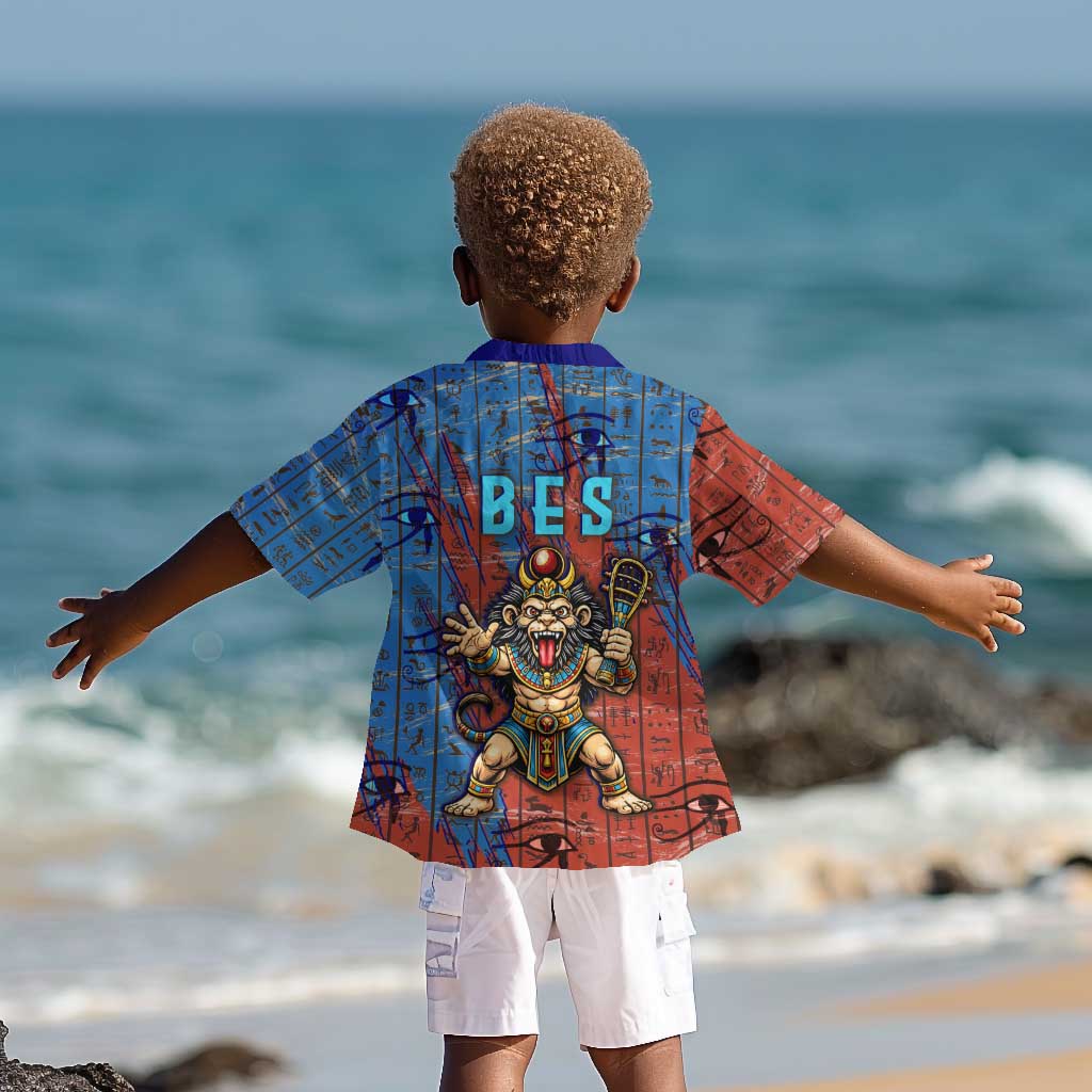 Bes Kid Hawaiian Shirt Ancient Egyptian Hieroglyphs and Sacred Symbols Ancient Myth - Wonder Print Shop