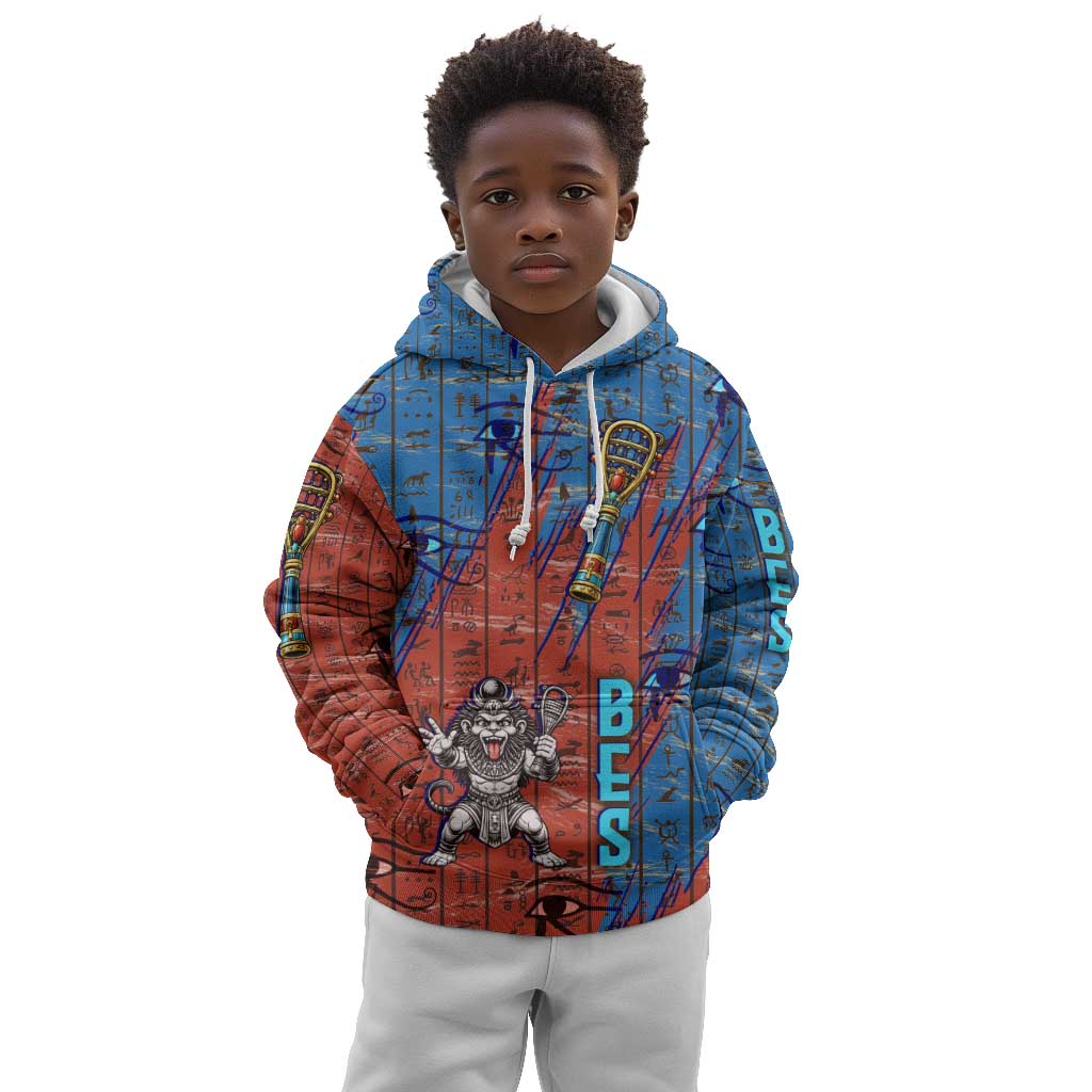 Bes Kid Hoodie Ancient Egyptian Hieroglyphs and Sacred Symbols Ancient Myth - Wonder Print Shop