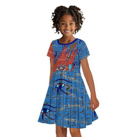 Bes Kid Short Sleeve Dress Ancient Egyptian Hieroglyphs and Sacred Symbols Ancient Myth - Wonder Print Shop
