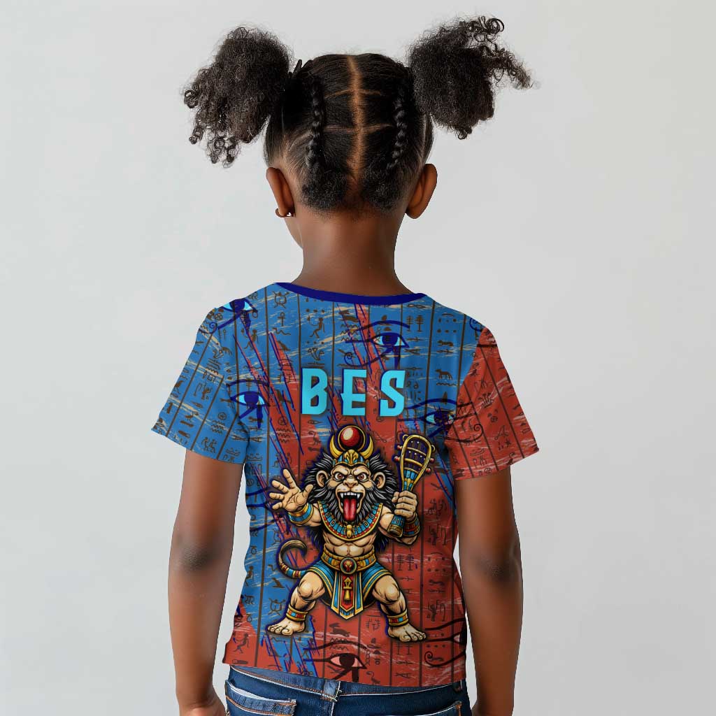 Bes Kid T shirt Ancient Egyptian Hieroglyphs and Sacred Symbols Ancient Myth - Wonder Print Shop