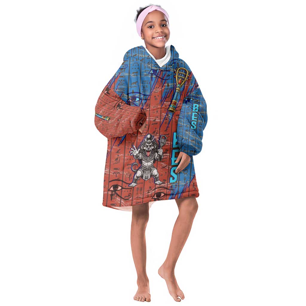 Bes Kid Wearable Blanket Hoodie Ancient Egyptian Hieroglyphs and Sacred Symbols Ancient Myth - Wonder Print Shop