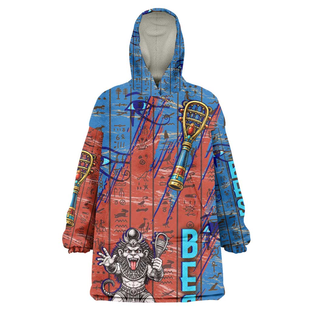 Bes Kid Wearable Blanket Hoodie Ancient Egyptian Hieroglyphs and Sacred Symbols Ancient Myth - Wonder Print Shop