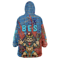 Bes Kid Wearable Blanket Hoodie Ancient Egyptian Hieroglyphs and Sacred Symbols Ancient Myth - Wonder Print Shop