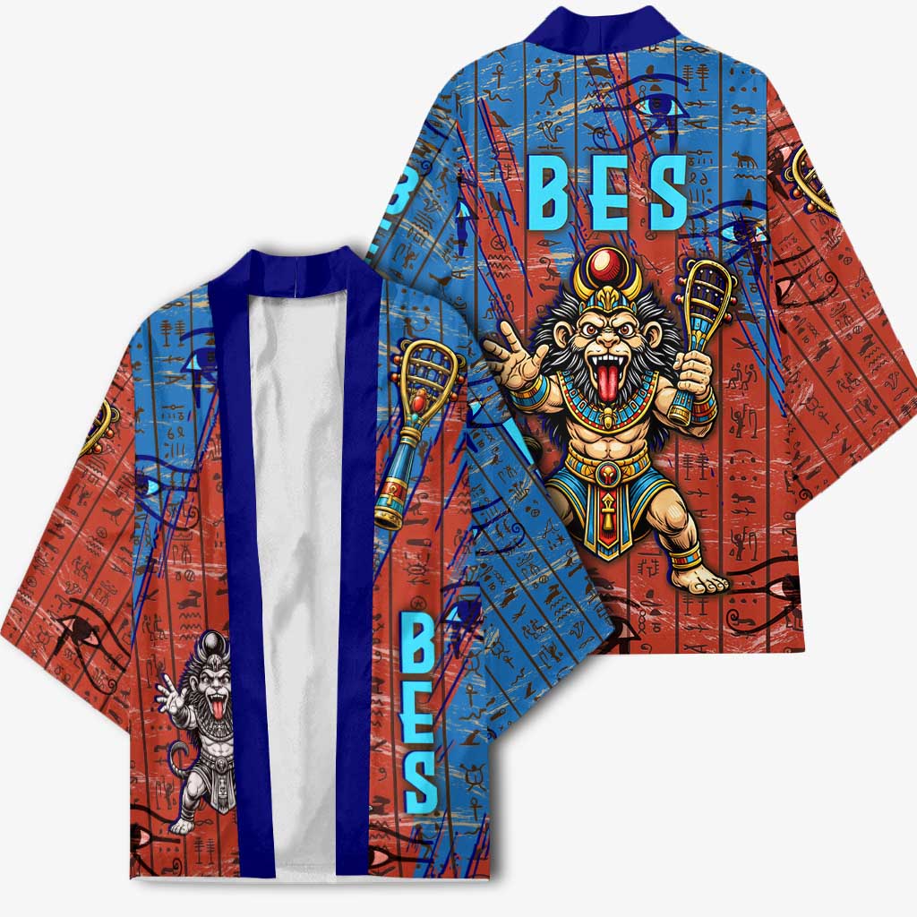 Bes Kimono Ancient Egyptian Hieroglyphs and Sacred Symbols Ancient Myth - Wonder Print Shop