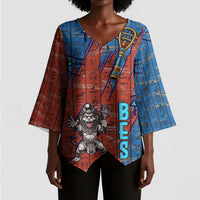 Bes Kimono Sleeve Blouse Ancient Egyptian Hieroglyphs and Sacred Symbols Ancient Myth - Wonder Print Shop
