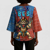 Bes Kimono Sleeve Blouse Ancient Egyptian Hieroglyphs and Sacred Symbols Ancient Myth - Wonder Print Shop