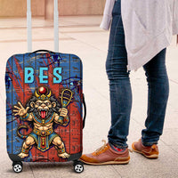 Bes Luggage Cover Ancient Egyptian Hieroglyphs and Sacred Symbols Ancient Myth - Wonder Print Shop