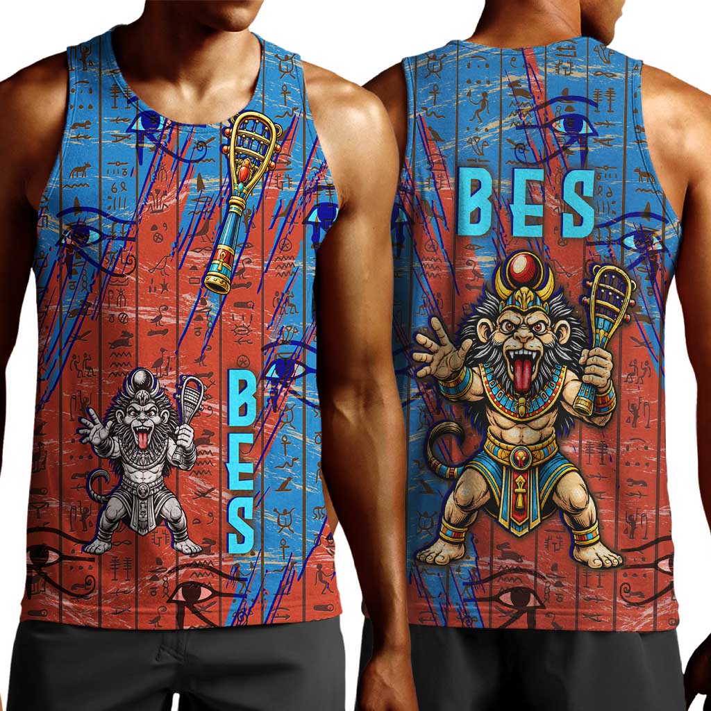 Bes Men Tank Top Ancient Egyptian Hieroglyphs and Sacred Symbols Ancient Myth - Wonder Print Shop