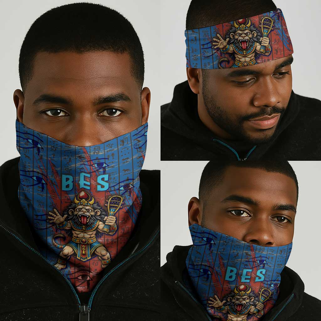 Bes Neck Gaiter Ancient Egyptian Hieroglyphs and Sacred Symbols Ancient Myth - Wonder Print Shop