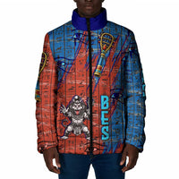 Bes Padded Jacket Ancient Egyptian Hieroglyphs and Sacred Symbols Ancient Myth - Wonder Print Shop
