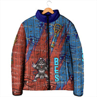 Bes Padded Jacket Ancient Egyptian Hieroglyphs and Sacred Symbols Ancient Myth - Wonder Print Shop