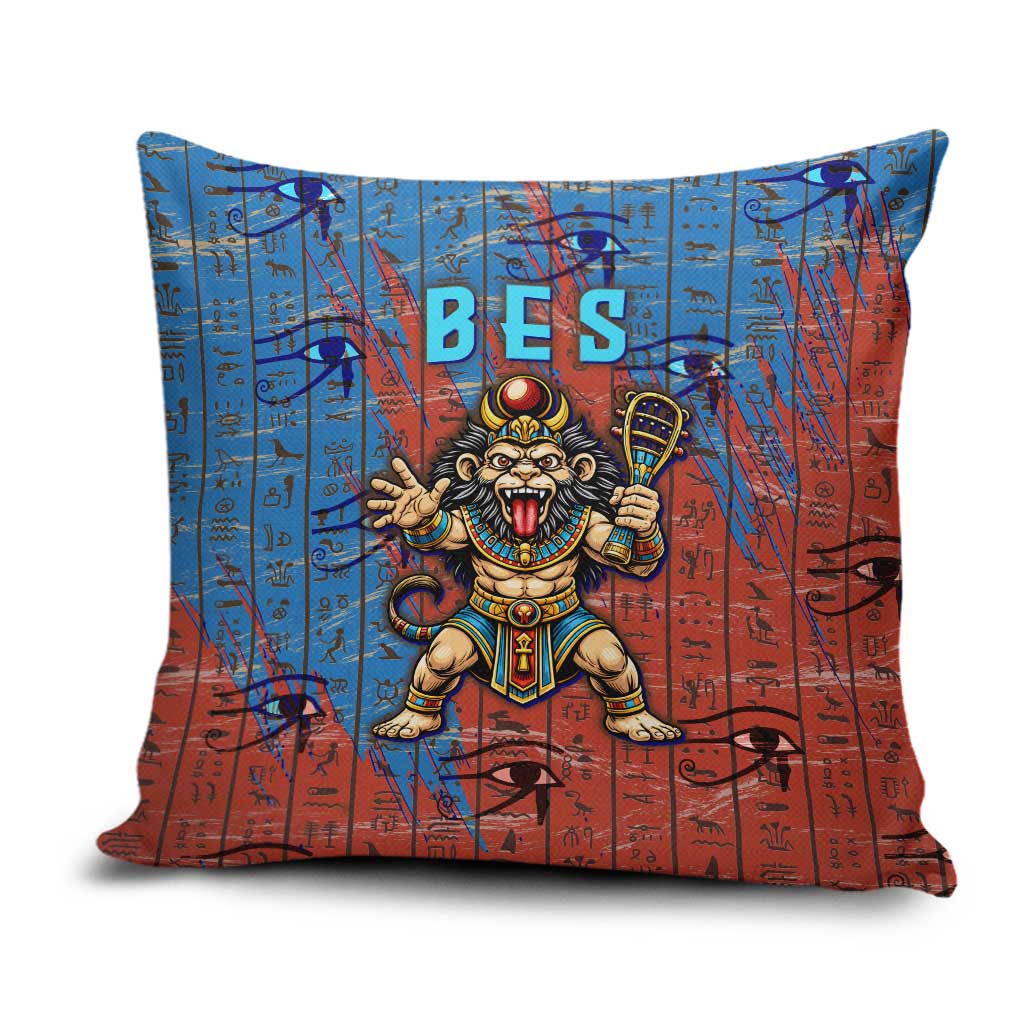 Bes Pillow Cover Ancient Egyptian Hieroglyphs and Sacred Symbols Ancient Myth - Wonder Print Shop