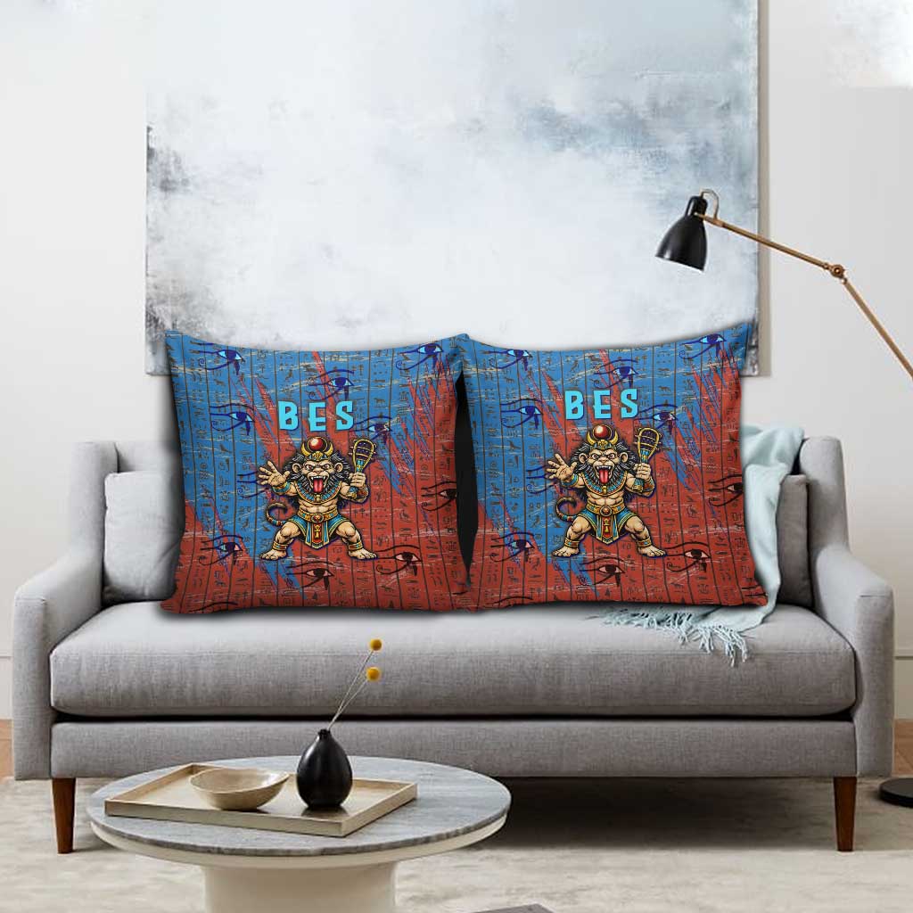 Bes Pillow Cover Ancient Egyptian Hieroglyphs and Sacred Symbols Ancient Myth - Wonder Print Shop